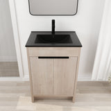 24 Inch Freestanding Bathroom Vanity with Black Ceramic Sink & 2 Soft - Close Cabinet Doors (BVB02424PLO - G - BL9060BK),W1286S00016 - W999S00078 - image - 7