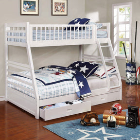 Newhall White 2-drawers Twin Over Full Bunk Bed - sold by Home Elegance USA
