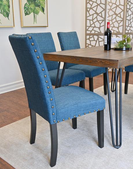Amisos 6-Piece Dining Set, Hairpin Dining Table with 4 Chairs and a Wood Bench, 3 Color Options - sold by Home Elegance USA