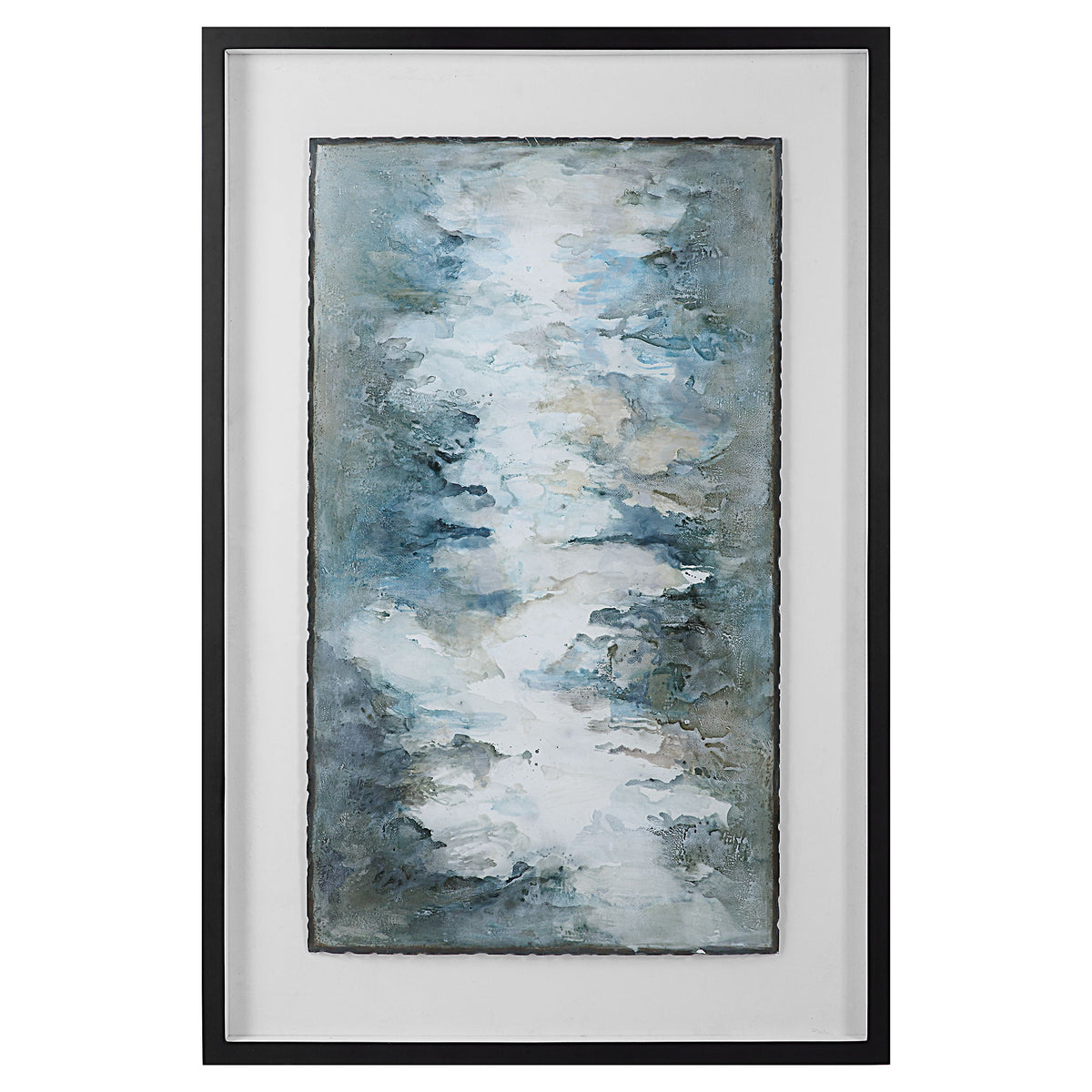 Lakeside Grande Framed Abstract Print - Silver / Blue by Uttermost - View 1
