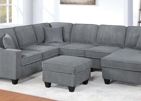 LAF Loveseat With USB Port Modern style 5pc Sectional Set Corner Wedge Armless Chair Cocktail Ottoman RAF Loveseat With Storage Fog Finish Primary Living Room - sold by Home Elegance USA