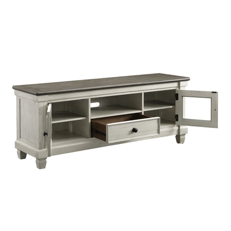 1pc TV Stand with Drawer Storage Cabinets Wooden Living Room Furniture, Antique White and Rosy Brown TV Console Table - sold by Home Elegance USA