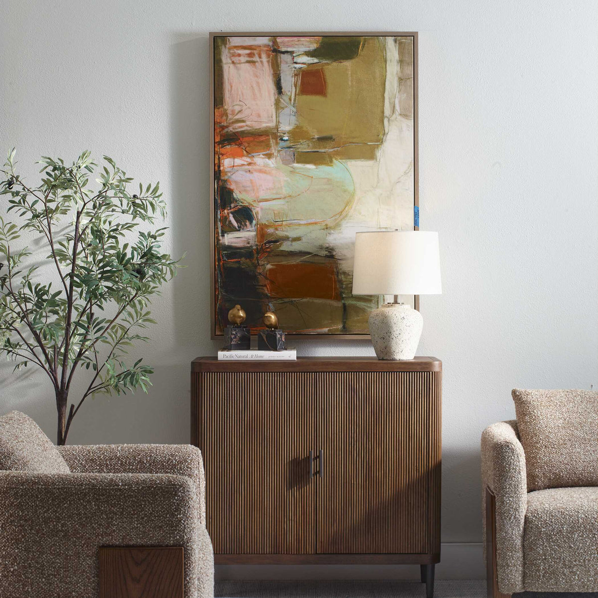 Palace Walls Framed Abstract Art Black / Blue / Brown / Green / Orange / Pink / Purple / White / Yellow - Light Brown / Orange by Uttermost - View 2