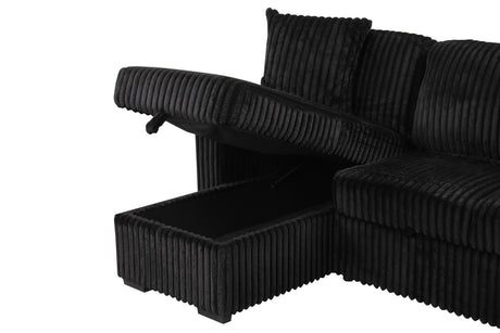 Plush Sectional Sofa W/ Pull Out Sleeper made with Velvet fabric- Black (CA Warehouse inventory) - sold by Home Elegance USA