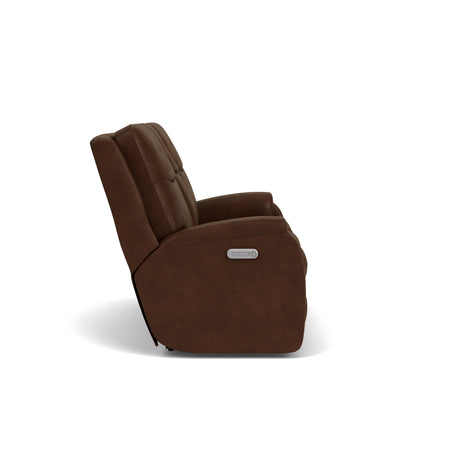 Penn Transitional Fabric Power Reclining Loveseat With Console & Power Headrests & Lumbar | Flexsteel