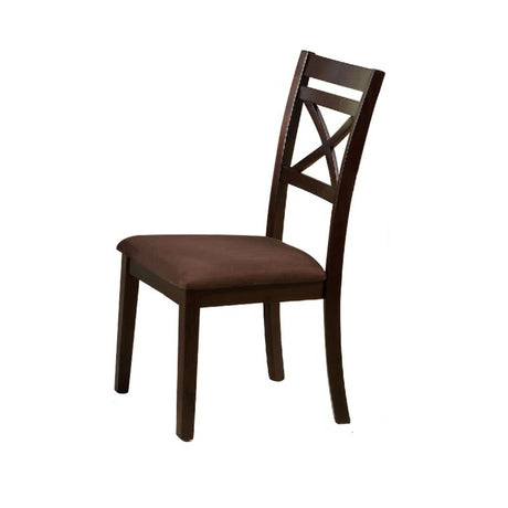 Transitional Style 7pc Dining Table Set 1x Table 6x Chair Microfiber Padded Seat Cross Back Seat Espresso Finish - sold by Home Elegance USA