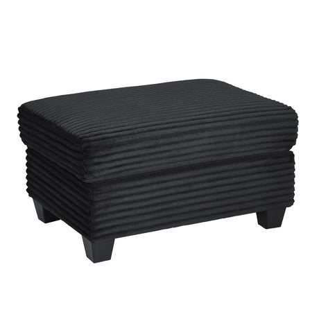 Upholstered U-shaped Sectional Sofa with Movable Ottoman and Side Storage Pockets in Black Corduroy, 125.2 inches - sold by Home Elegance USA