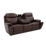 Walker Power Reclining Sofa With Console, Power Headrest & Lumbar - Dark Brown | Flexsteel