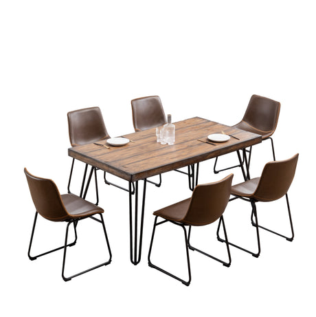 Aryven Industrial 7-Piece Dining Set, Antique Brown - sold by Home Elegance USA