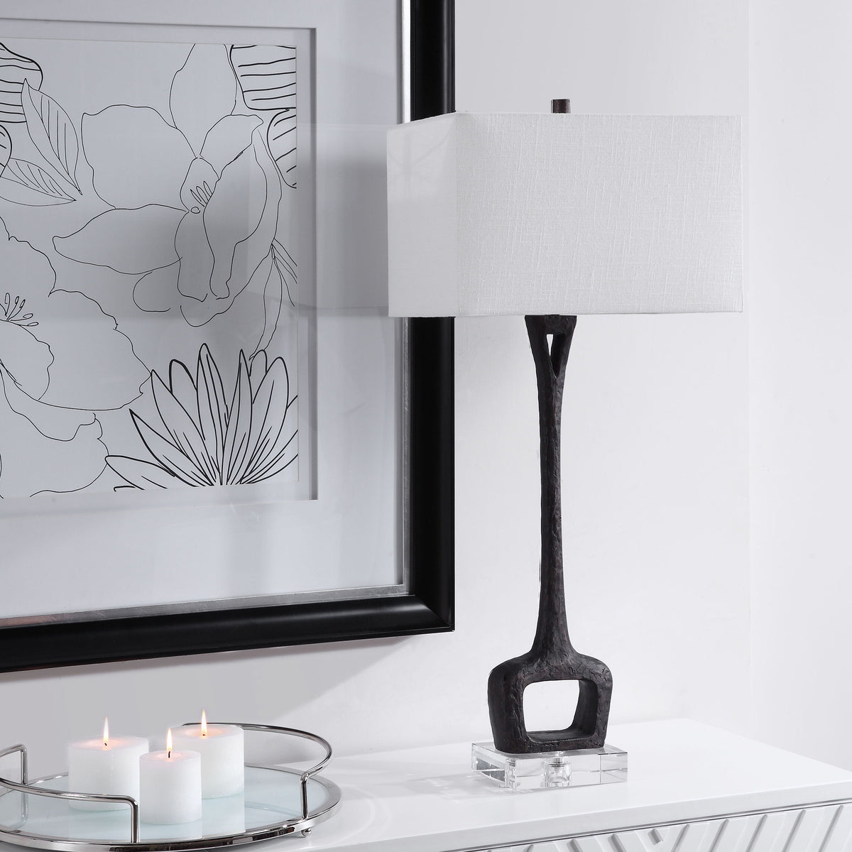 Darbie Iron Table Lamp - Black / White by Uttermost - View 5
