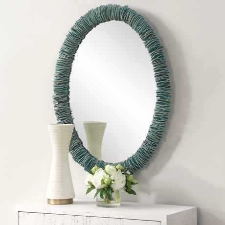 Bonaire Oval Mirror - Blue by Uttermost - View 3