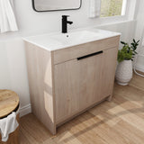 36 Inch Freestanding Bathroom Vanity with White Ceramic Sink & 2 Soft - Close Cabinet Doors (BVB02436PLO - F - BL9090B),W1286S00063 - W999S00065 - image - 5