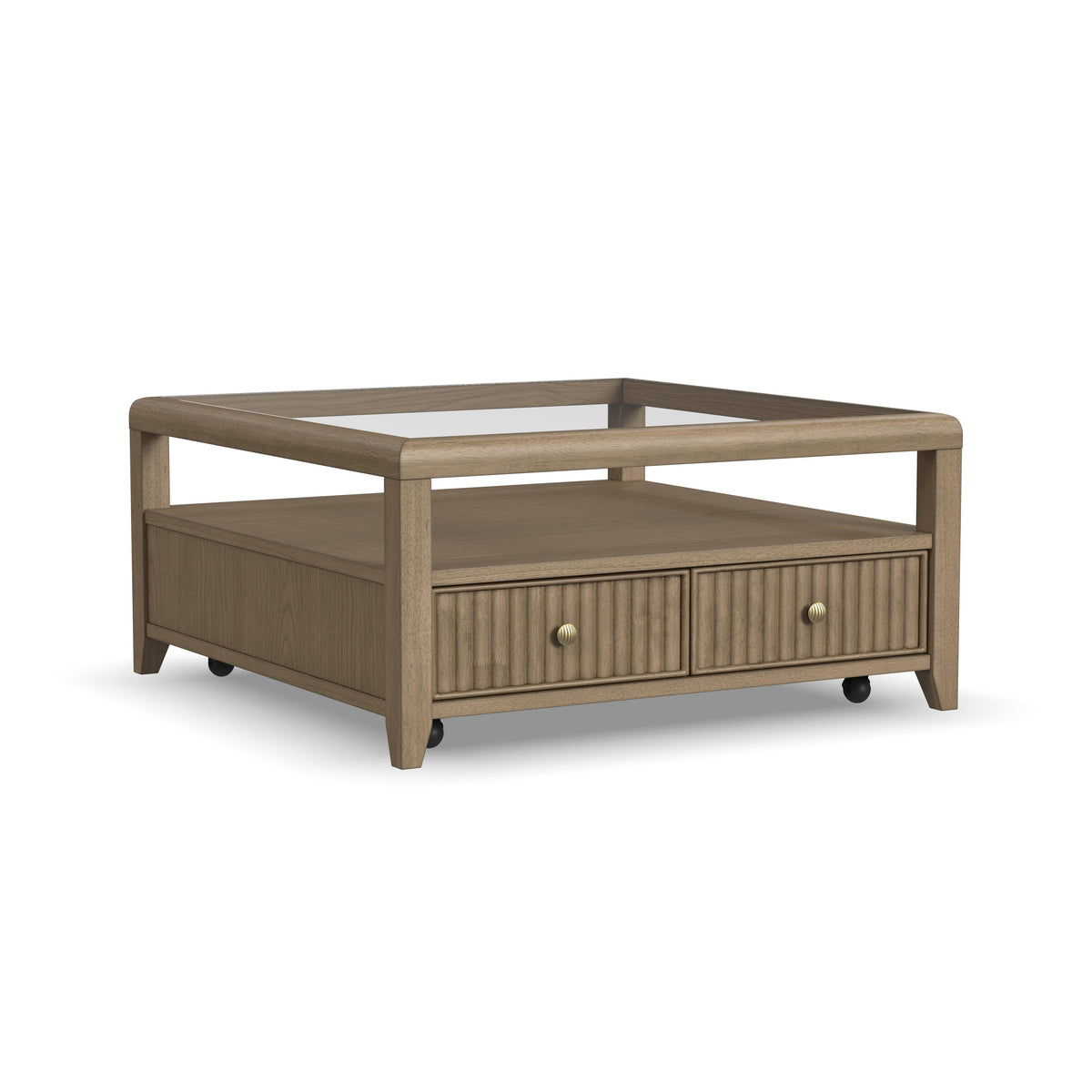 Reed Square Coffee Table With Casters - Driftwood Oak | Flexsteel