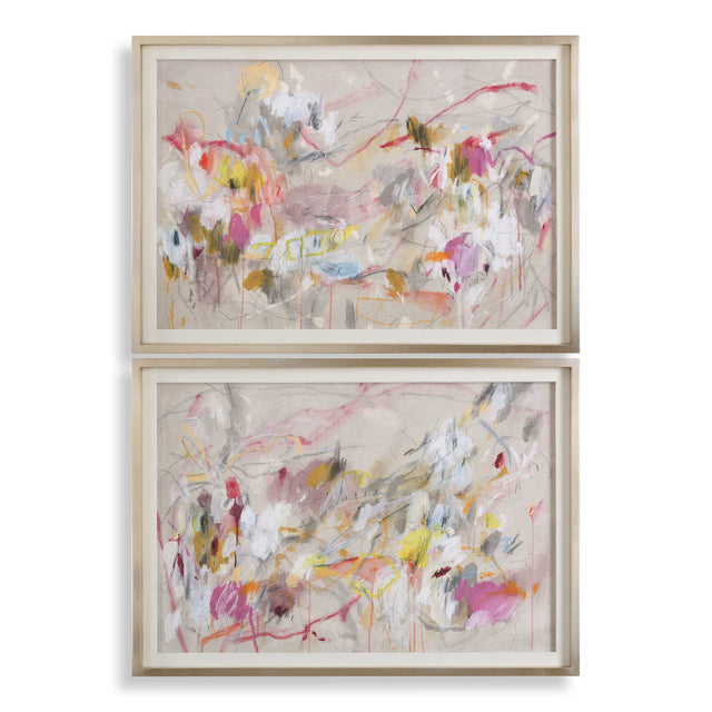 Metropolitan Rush Abstract Prints (Set of 2) - Pink by Uttermost - View 1