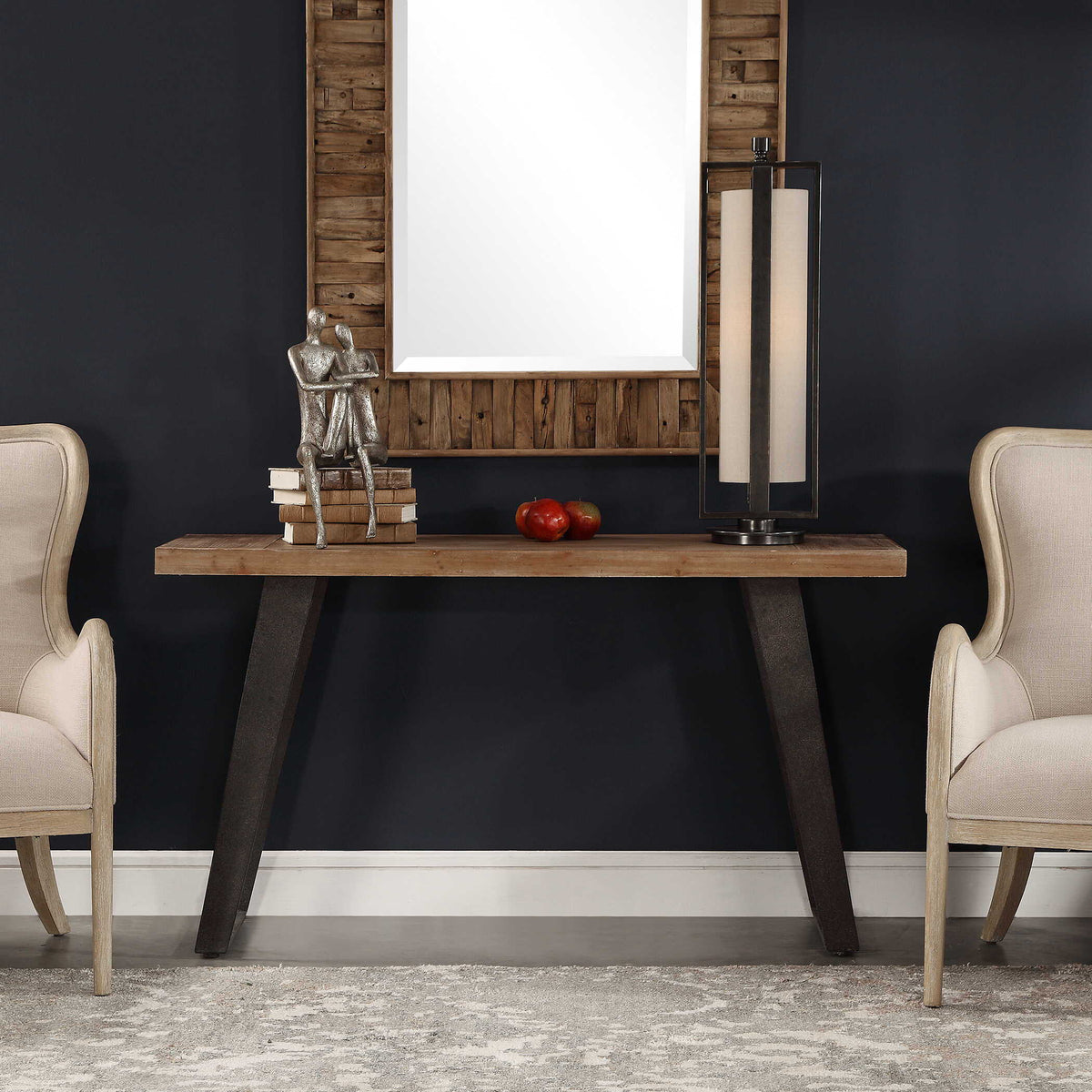 Freddy Weathered Console Table Light Brown & Black - Light Brown / Black by Uttermost - View 6