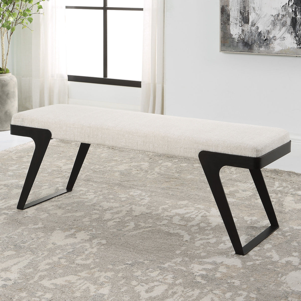 Hover Modern Bench - White by Uttermost - View 2