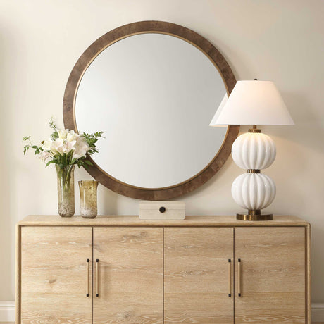 Cleveland Round Burl Wood Mirror Woodtone - Dark Brown by Uttermost - View 2