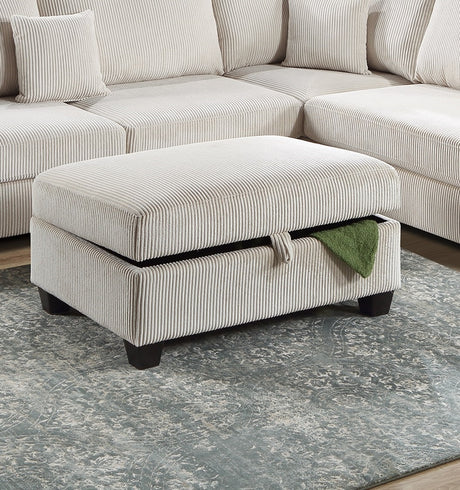 Ivory Color 3pc Sectional Set Corduroy Upholstered LAF Sofa RAF Chaise Ottoman L-Sectional Living Room Furniture - sold by Home Elegance USA