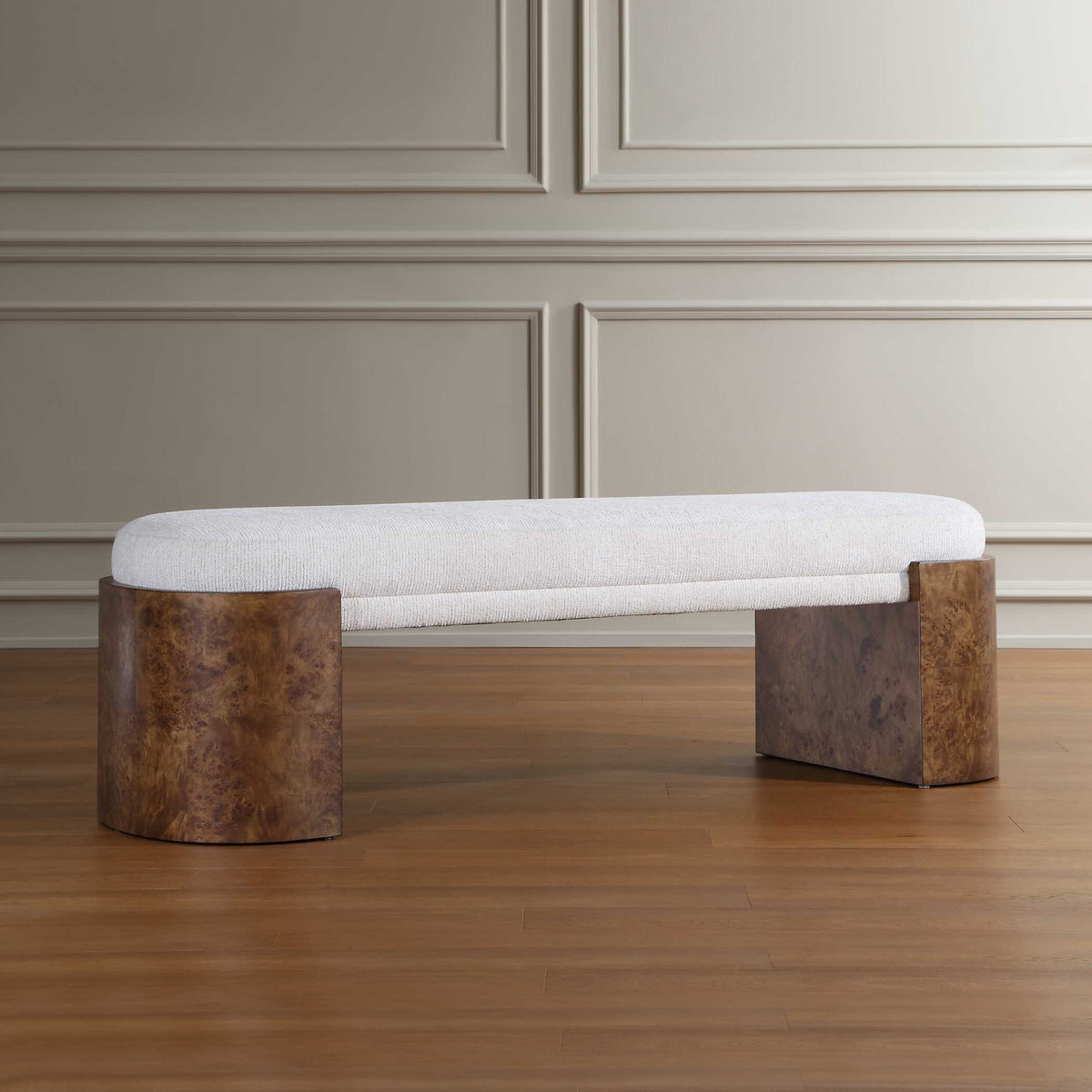 Thorian Bench Brown / Off-White - White / Dark Brown by Uttermost - View 3
