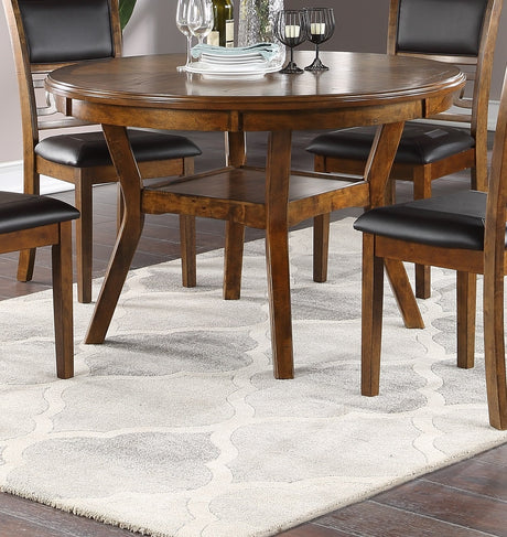 Contemporary Dining 5pc Set Round Table w 4x Side Chairs Walnut Finish Rubberwood Unique Design - sold by Home Elegance USA