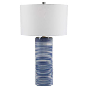 Montauk Striped Table Lamp - Blue / White by Uttermost - View 1