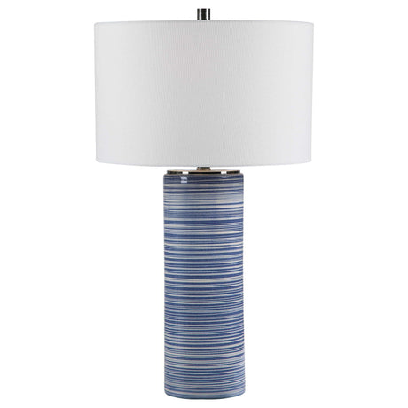 Montauk Striped Table Lamp - Blue / White by Uttermost - View 1