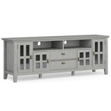 Artisan 72 inch Wide Solid Wood TV Stand in Fog Grey For TVs up to 80 inches