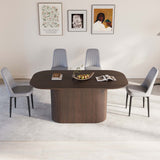 63 'medieval modern brown style MDF dining table and PU dining chair set 4. Assemble Desktop and black metal leg dining chair set, suitable for home&kitchen