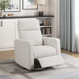Contemporary Swivel Recliner Chair Comfort Gliding Motion Living Room Furniture 1pc Luxurious Chenille Fabric Upholstery