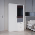 Seville 71' High Mirror Armoire, One Door Cabinet, Two Drawers , Hanging Rod, Rotating Mirror And Shoe Rack, Two Shelves White - sold by Home Elegance USA