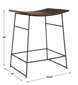 Thura Counter Stool Walnut - Dark Brown by Uttermost - View 6