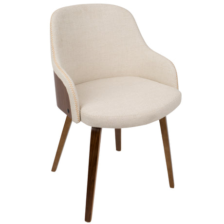 Folia-Bacci Mid-Century Modern Dining Set in Walnut Wood and Cream Fabric by LumiSource - 5 Piece - sold by Home Elegance USA