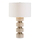 Makani Travertine Table Lamp Brass / Gold / White - Gold / Beige by Uttermost - View 1