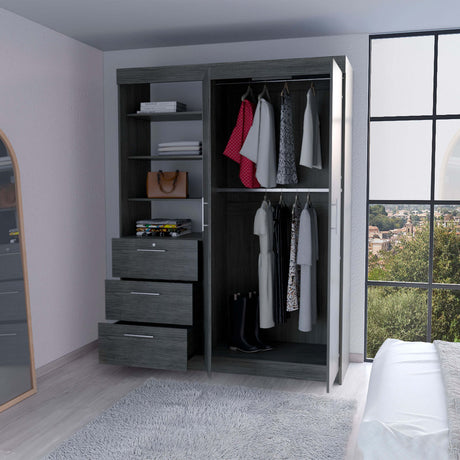Smokey Oak 3-Tier Shelf Armoire - sold by Home Elegance USA