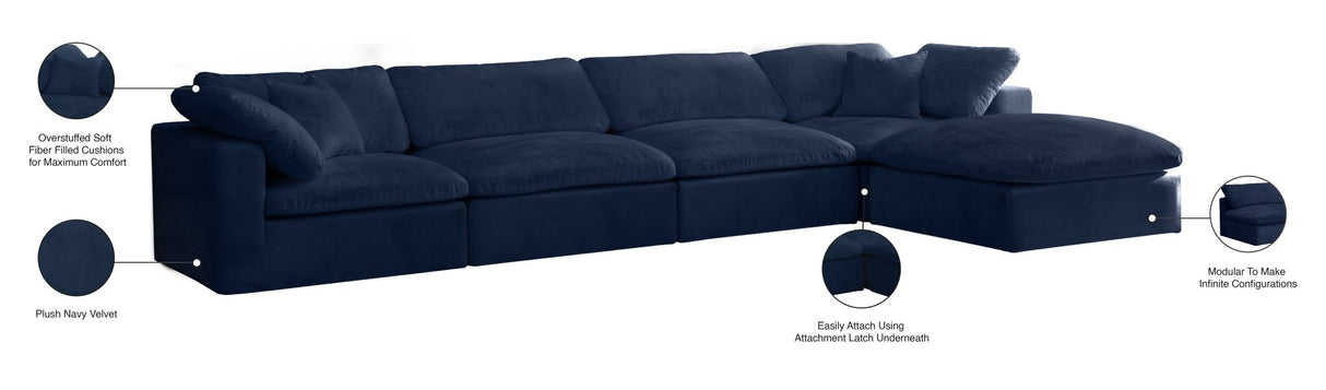 Cozy - Modular Sectional 5 Piece Cloud - Navy - 634Navy - Sec5A - Home Elegance USA - 2