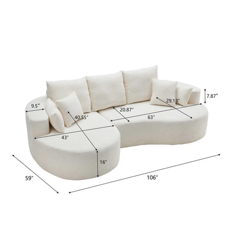 Cloud Curved Sectional Sofa with Chaise - Snow White, High-Elastic Foam, 106 in. - sold by Home Elegance USA