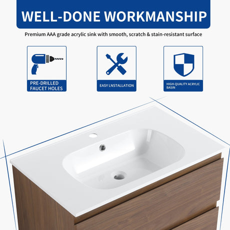 30" Bathroom Vanity With Gel Basin Top(G - BVB01930BNO) - W99981585 - image - 11