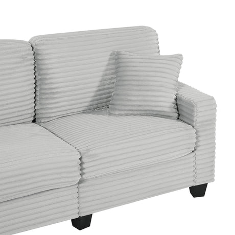 Modern U-shaped Sectional Sofa with Movable Ottoman and Side Storage Pockets, Grey Corduroy, 125.2' - sold by Home Elegance USA