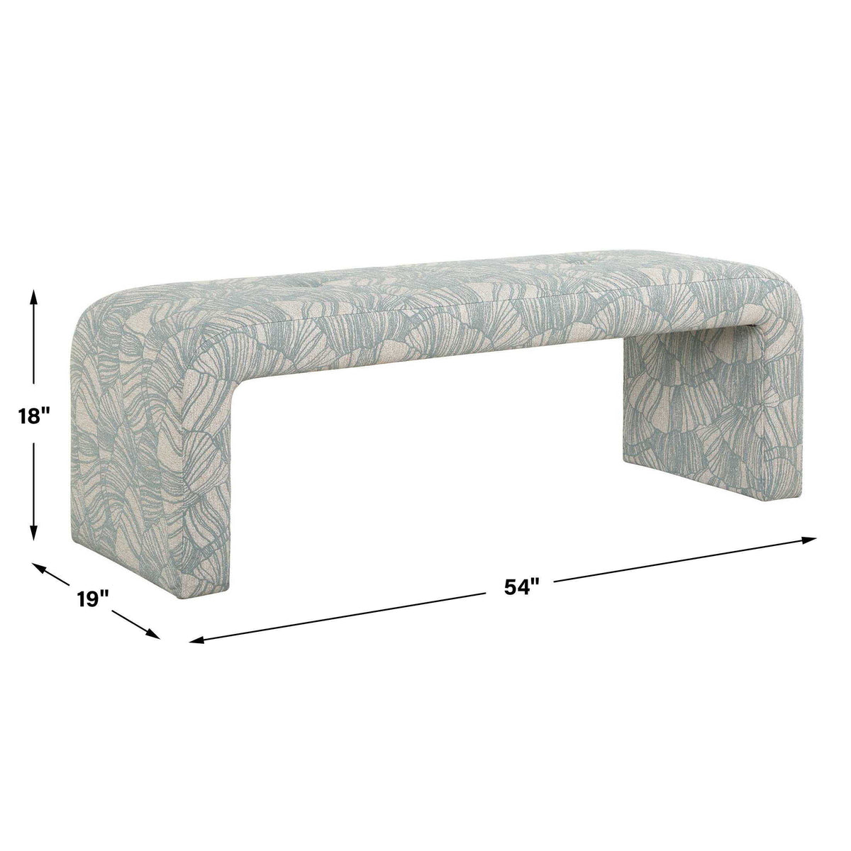 Amie Bench Spa Blue - Light Blue by Uttermost - View 7