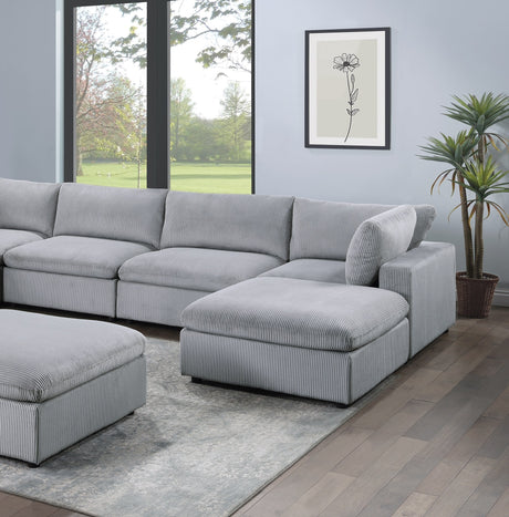 Dark Gray Color 8pc Modular Sectional Set Corduroy Upholstery Couch 3x Corner wedge 3x Armless Chairs 2x Ottomans Living Room Furniture - sold by Home Elegance USA
