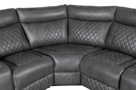 Home Theater Seating Manual Recliner with Cup Holder, Hide-Away Storage PU Reclining Sofa for Living Room, Home Theater, Gray - sold by Home Elegance USA