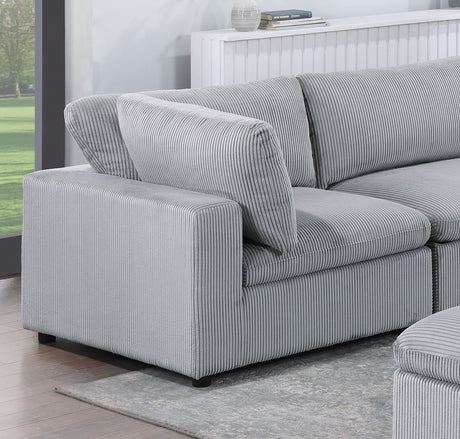 Dark Gray Color 6pc Modular Sectional Set Corduroy Upholstery Couch 3x Corner wedge 2x Armless Chairs 1x Ottoman Living Room Furniture - sold by Home Elegance USA