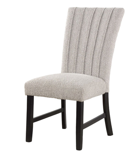 Beautiful Genuine Marble Top Dining Table 6x Side Chairs Gray Boucle Fabric Upholstered Chair Dining Room 7pc Set Wooden Furniture - sold by Home Elegance USA