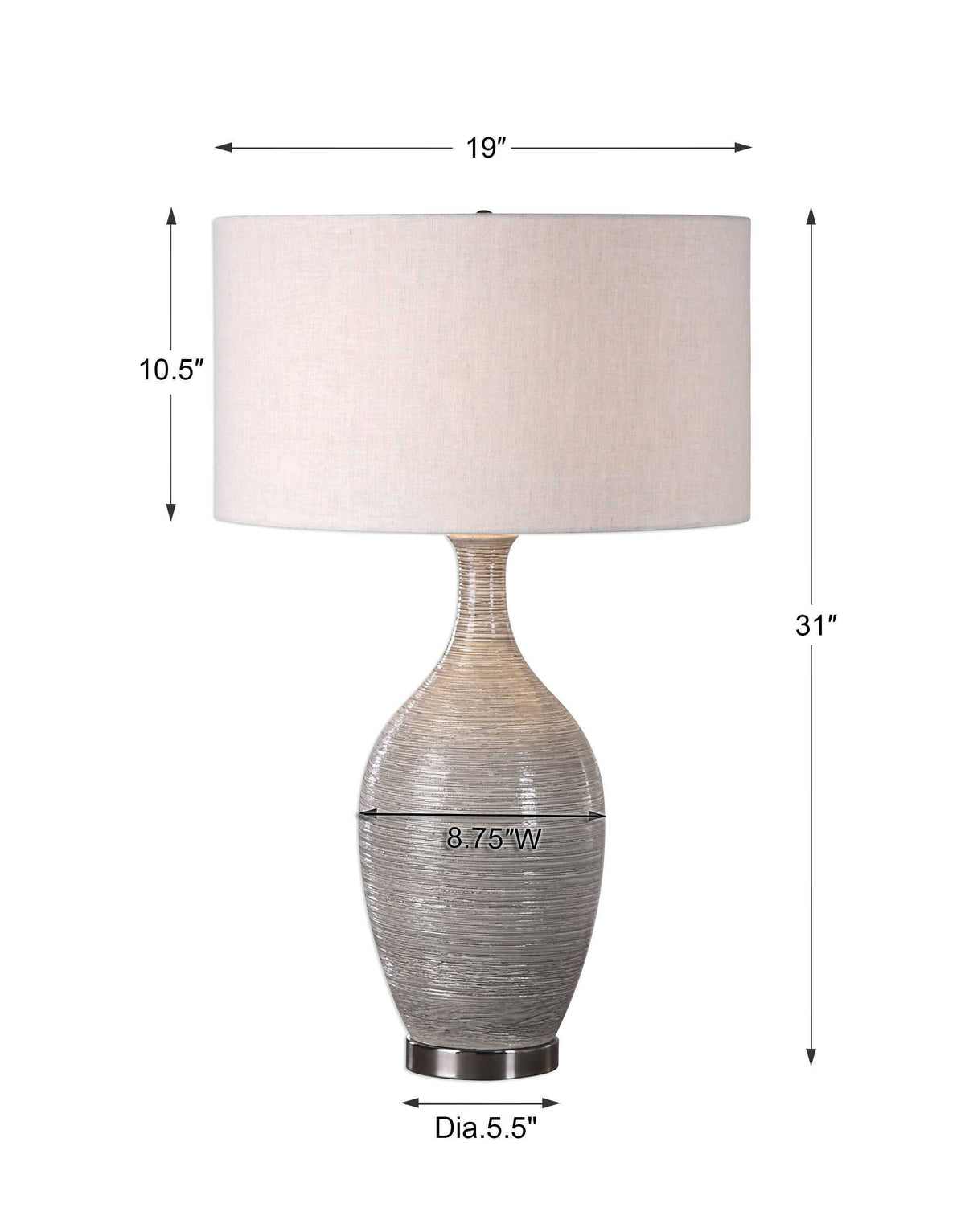 Dinah Textured Table Lamp - Gray / Beige by Uttermost - View 6