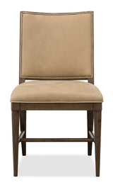 Cashiers Dining Side Leather Chair (Set of 2) Chestnut / Vintage Ecru - Dark Brown / Beige by Hooker Furniture - View 3