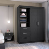 Peyton 2 Piece Bedroom Set, Armoire + Nightstand, Black - sold by Home Elegance USA