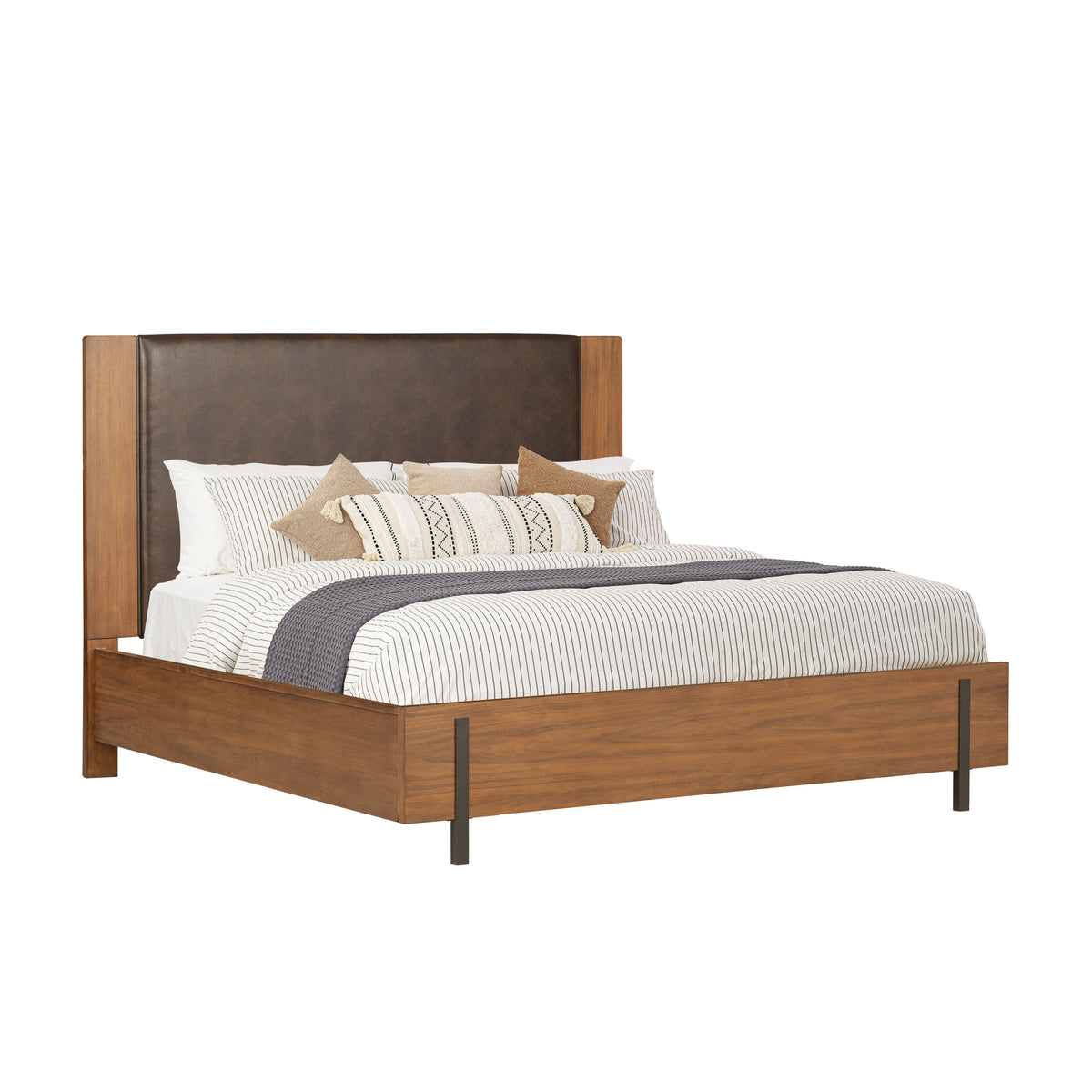 Lincoln King Upholstered Bed - Warm Walnut | Flexsteel