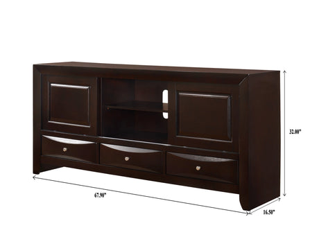 1pc Dark Cherry Finish 3 Drawers Shelf Storage Space TV Stand Bedroom Living Room Furniture - sold by Home Elegance USA