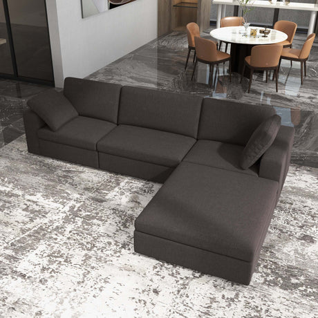 Cecilia Modular Corner Sectional Modern Fabric Sofa Dark Gray Sturdy Design - sold by Home Elegance USA