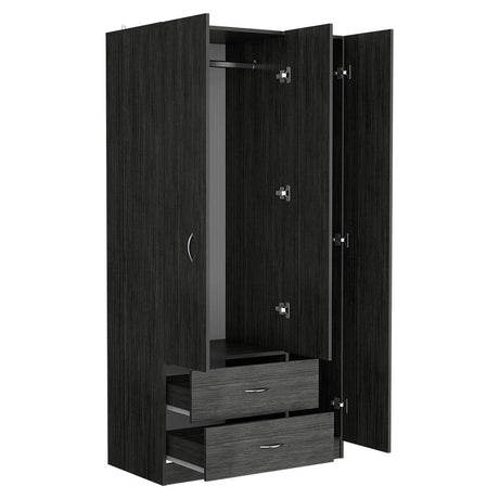 Three Door Armoire Clark, Bedroom, Smokey Oak / White - sold by Home Elegance USA